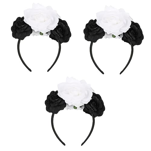 Beaupretty 3St Halloween-Kopfschmuck Halloween-Haarschmuck Krone für Statue Tiara Haarband Haargummi rosa Stirnband Halloween-Haarreifen Rose Kopfbedeckung Kopftaste Vlies von Beaupretty