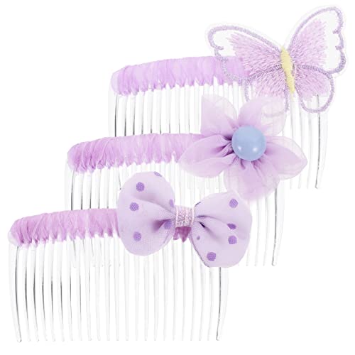 Beaupretty 3st Tüll Haarspange Dekorativer Zahnkamm Friseurkämme Haarkämme Für Gaze Eingesetzte Haarverzierung Breite Zahnkämme Für Violett Stirnband Mädchen Blumen von Beaupretty