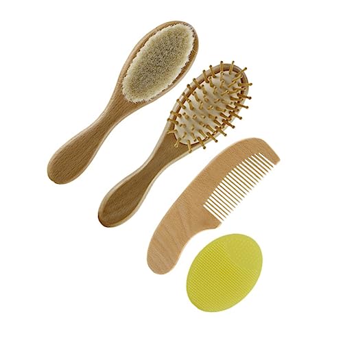 Beaupretty 4 Stück Baby Haarbürste Kamm Badeutensilien Für Neugeborene Babybürste Aus Holz Baby Lockiges Haar Kamm Babybadewanne Aus Holz Rückenbürste Körper Buche Peeling-bürste Bräutigam von Beaupretty