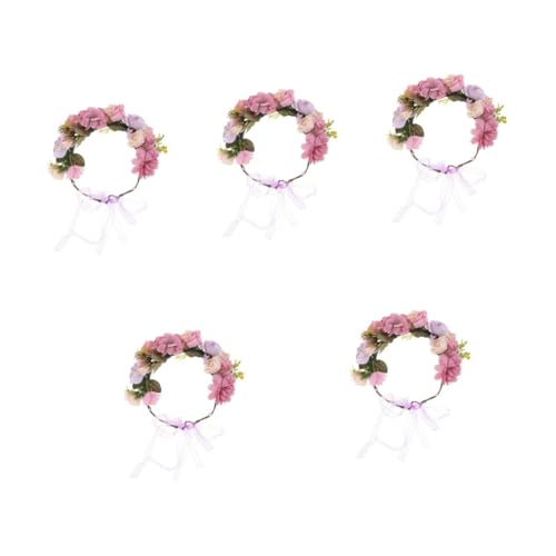 Beaupretty 5St Braut Blumenstirnband Blumenkopfschmuck Stirnbänder für Mädchen Haarband Haargummi florale Krone Blumenkrone für Mädchen Hochzeit Kopfbedeckung große Rose Haarschmuck von Beaupretty