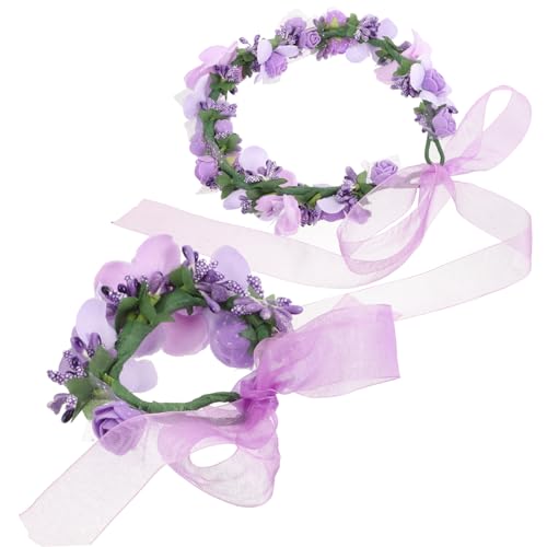 Beaupretty Stirnband Mexikanischer Kopfschmuck Stirnbänder Für Mädchen Rose Floraler Kopfschmuck Stirnbänder Mit Blumengirlanden Blumenarmband Violett Armband Braut Hochzeit von Beaupretty