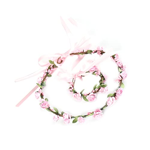 Beaupretty Stirnbänder Für Mädchen Blumenkorsagenarmband Blumenreben-stirnband Haargummis Für Mädchen Blumenkopf Kranz Blumenkopfschmuck Blumen- Blumenarmband Rattan Braut Mori-abteilung von Beaupretty