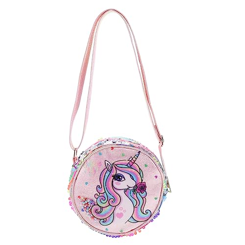 Beaupretty Gürteltasche Glitzernde Einhorn Geldbörse Runde Umhängetasche Runde Schultertasche Einhorn Umhängetasche Glitzer-Einhorn-Tasche Kreuztasche Flauschige Pu Brieftasche Kleinkind von Beaupretty