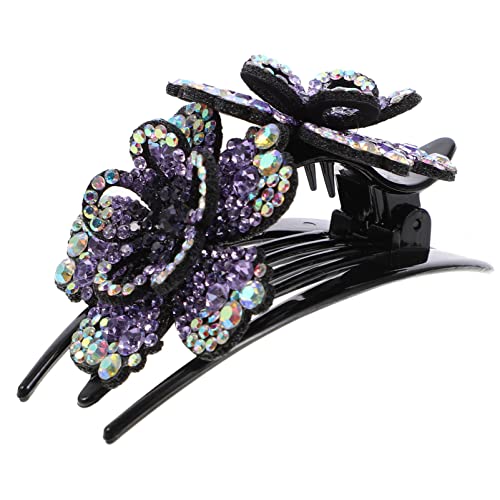 Beaupretty Haarnadel Französische Haarspange Blumenspange Mit Strass Haarknoten-clip Strass Blumen Haarkamm Haarspangen Mit Doppelblüte Mutter Blumenhaar Importierte Strasssteine Mädchen von Beaupretty