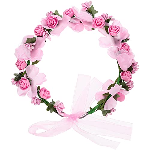 Beaupretty Mori Brautkranz Stirnband Mit Blumengirlande Blaues Stirnband Haarband Stirnband Für Blumenmädchen Blumenstirnband Für Frauen Blumenkopfschmuck Strandresort Künstlich von Beaupretty