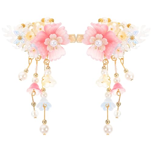 Beaupretty 1 Paar Blumen-Quasten-Kopfschmuck Haarspangen Für Dünnes Haar Temperament-Haarspange Haarspangen Haarspangen Für Dickes Haar Rosa Mädchen Kind Kunststoff-Accessoires Die von Beaupretty