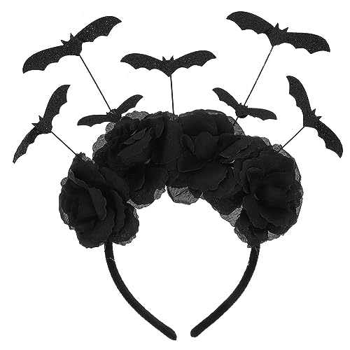 Beaupretty Halloween-haarreifen Cosplay-zubehör Zubehör Für Rollenspiele Halloween-kopfschmuck Teufelshörner Halloween-kopfbedeckung Blumen-fledermaus-haarreifen Stoff Einzigartig Stirnband von Beaupretty