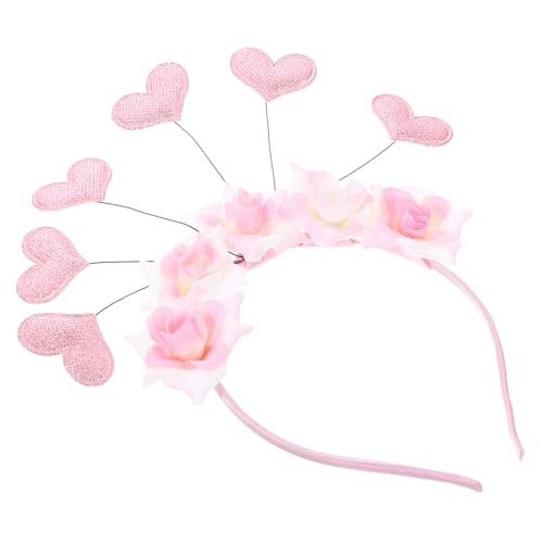 Beaupretty Herz Haarreif Blumen Stirnband Damen Haarband Glitzer Haarschmuck Mädchen Pailletten Kopfbedeckung Valentinstag Kostüm Deko Weihnachten Hochzeit Party Cosplay Fotografie Requisiten von Beaupretty