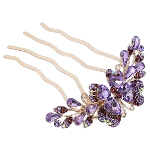 Beaupretty Kamm Strassclips Für Das Haar Mädchen Kopfbedeckungen Strass-haarschmuck Strass-haarteil Strass-clips Für Haare Strass-haarspangen Hochzeit Haarkralle Braut Violett Metall von Beaupretty