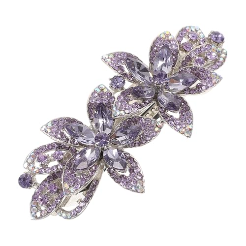 Beaupretty Strass-haarspange Haarspange Aus Metall Blumen-haarspangen Haarschmuck Für Mädchen Haarschmuck Für Frauen Strass-haarschmuck Pferdeschwanz Violett Fräulein Strasssteine Die Blumen von Beaupretty