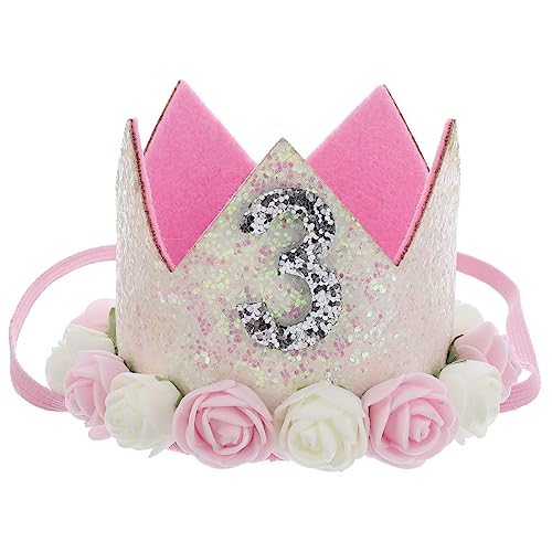 Beaupretty Baby Krone 3. Geburtstag Blumenkrone Babygeburtstag Kopfbedeckung Kleinkind Geburtstag Kopfschmuck Glitzer Stirnband Eva Geburtstag Liefert Europäisch Und Amerikanisch Kleine von Beaupretty