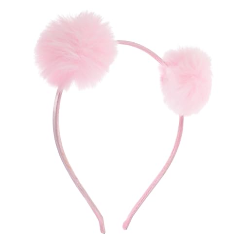 Beaupretty Plüsch-Kugel-Stirnband Flauschiges Bommel-Stirnband Katzenohr-Kopfschmuck Weihnachtsfeier-Haar-Accessoire Für Frauen Und Kinder Rosa von Beaupretty