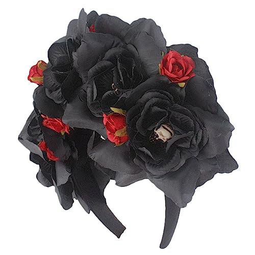 Beaupretty Stirnband Rosenschädel-Stirnband Halloween-Blumenkrone Mexikanischer Kopfschmuck Kostüme Kopfschmuck Für Damen Und Herren Schwarz Gotischer Blumenkopfschmuck von Beaupretty