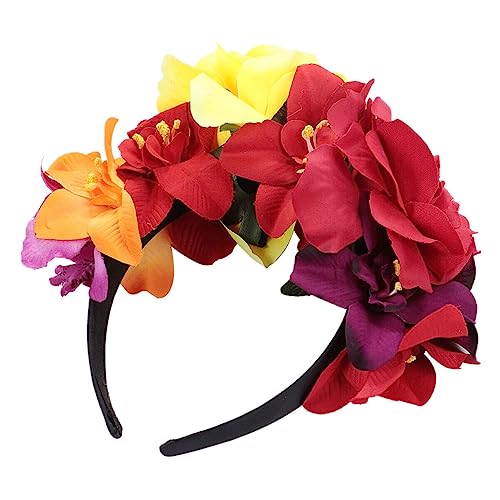 Beaupretty Brautkopfschmuck Für Die Hochzeit Rose Tag Der Toten Kopfschmuck Rosenblüten-Stirnband Braut-Blumenkrone Halloween-Kostüme Für Frauen Halloween-Kopfbedeckung Hochzeits-Tiara von Beaupretty