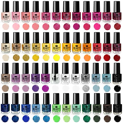 Envie de Color Komplettes Nagellack-Set 48 moderne Farben + 2 Sets Nail Art Aufkleber + 2 Präsentationsboxen von Beauty4Britain