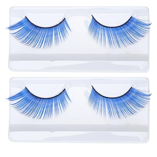 Beavorty 2 Paar Blaue Lange Wimpern Make-up Kostüm Wimpern Make-up Lange Falsche Wimpern Regenbogen Wimpern Blaue Falsche Wimpern Für Frauen Dramatisch Lange Wimpern Spinne Feder 3d von Beavorty