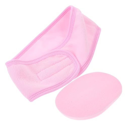 Beavorty 2 Sätze Gesichtswasch-stirnband-set Spa-stirnbänder Duschstirnbänder Für Damen Spa-gesichts-stirnband Spa-haarband Fräulein Yoga Werkzeugkasten Rosa Schwamm von Beavorty