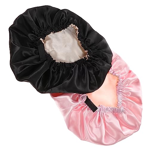 Beavorty 2 Stück Duschhaube Nachtmütze Innenschlafmütze Elastische Duschhauben Damen Mütze Badekappe Spa Haube Badehauben Tragbare Turban Hüte Satin Haube Schlafmützen Für Damen von Beavorty