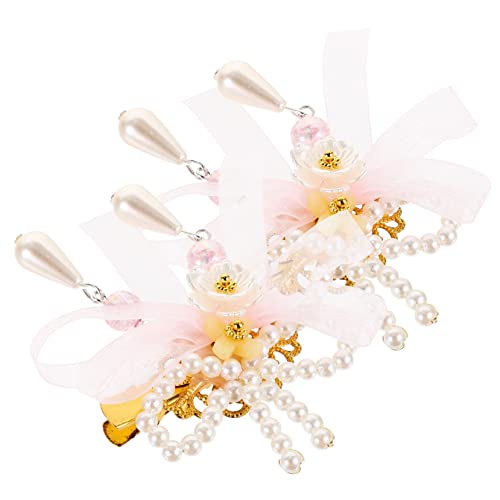 Beavorty 2st Quaste Haarspange Niedliche Haaraccessoires Blumenkopfschmuck Braut Haarspange Band-haarspange Haarschmuck Für Mädchen Rosa Haarschmuck Blumenclip Damen Kostüm Perle von Beavorty