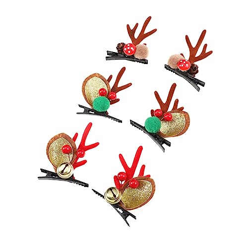 Beavorty 3 Paare Haarnadel Weihnachts-hirsch-haarspangen Weihnachts-haarschmuck Weihnachtsblumen-haarspange Weihnachts-elch-haarspangen Weihnachtshaarspange Stoff Kind Stirnband Mädchen von Beavorty