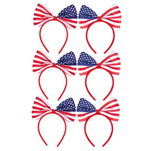 Beavorty 6st Stirnband Mit Amerikanischer Flagge Veteranen Haarschleifen Für Frauen National Kopfschmuck Zum Tag Der Unabhängigkeit 4. Juli Stirnband Usa Satin Partyhut Fräulein Die Blumen von Beavorty