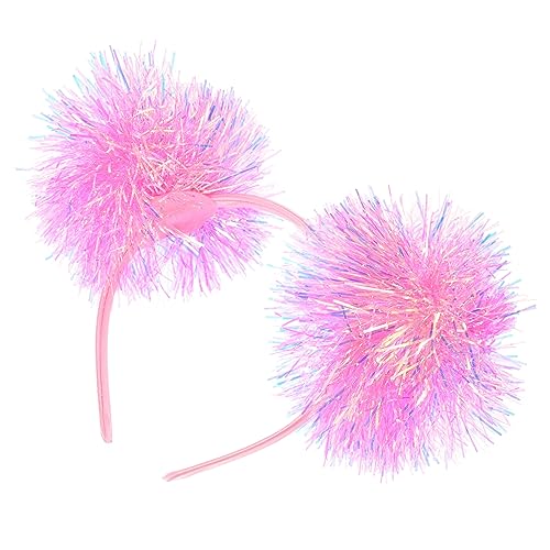 Beavorty Folienstreifen-Bommel-Stirnband Lametta-Kopfbopper Mit Bommel Flauschige Kugel-Haarschleife Cosplay-Haar-Accessoires Für Frauen Mädchen Geburtstag Weihnachten Partygeschenke Rosa von Beavorty