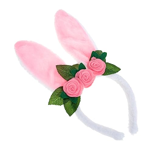 Beavorty Hasenohr Stirnband Häschen-cosplay-stirnband Ostern Haarband Baby Hasenohren Ohrstirnband Mit Blumen Schwarze Stirnbänder Für Frauen Hasenhaar Kind Künstliche Pe-schaum Rose von Beavorty