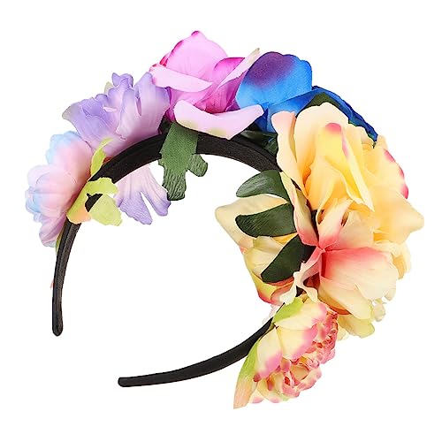 Beavorty Halloween-stirnband Rosafarbenes Haarband Tag Der Toten Stirnband Blumenstirnbänder Für Frauen Halloween-accessoires Festival-blumenkrone Tiara Rose Zubehör Plastik Braut von Beavorty