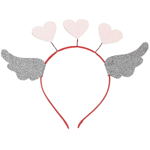 Beavorty Valentinstag Love Wings Stirnband Engelsflügel-stirnband Glitzer-herz-haarband Antennen-haarreifen Party-kopfschmuck Stirnbänder Für Erwachsene Leiner Damen Filzstoff Herzförmig von Beavorty