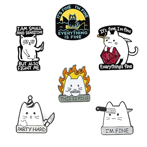 Bebochoi 6 Stück Katze Emaille Pins Niedliche Emaille Broschen Sets Humorvolle Katze mit Messer Emaille-Anstecknadel-Set für Pullover Schals Bandanas Rucksack DIY Handwerk Dekoration Bebochoi 6 Stück Katze Emaille Pins Niedliche Emaille Broschen Sets Humorvolle Katze mit Messer Emaille-Anstecknadel-Set für Pullover Schals Bandanas Rucksack DIY Handwerk Dekoration von Bebochoi