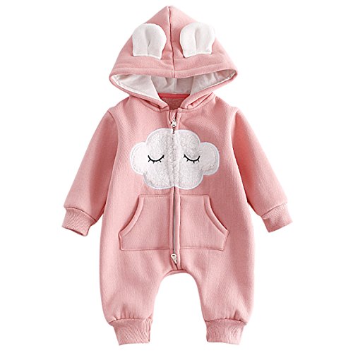 Bebone Baby Overall Jungen Mädchen Strampler mit Kapuze (Rosa, 12 Monate/90) von Bebone