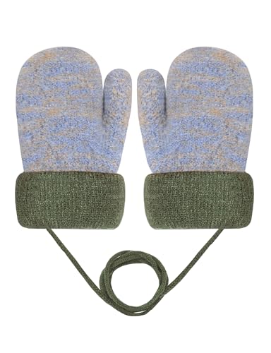 Becellen Baby Handschuhe Fäustlinge Winter, Kinder Warm Strickhandschuh Weich Niedlicher Handschuhe mit Schlüsselband für 0-3 Jahre Mädchen Junge (Grau) von Becellen