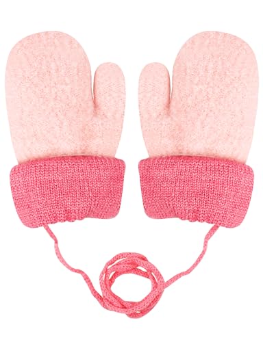 Becellen Baby Handschuhe Fäustlinge Winter, Kinder Warm Strickhandschuh Weich Niedlicher Handschuhe mit Schlüsselband für 0-3 Jahre Mädchen Junge von Becellen