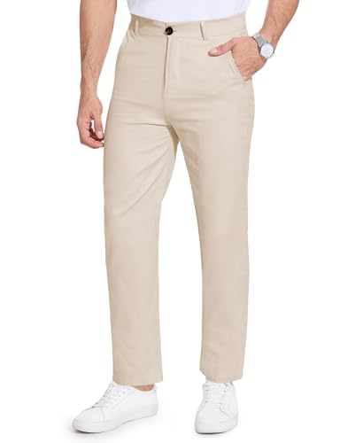 Becellen Gerade Pants Herren, Leichte Flatfront-Chinohose für Business & Freizeit Bequeme Regular Fit Hosen Herren, Khaki Becellen Gerade Pants Herren, Leichte Flatfront-Chinohose für Business & Freizeit Bequeme Regular Fit Hosen Herren, Khaki von Becellen
