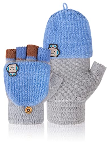 Becellen Handschuhe Kinder, Winter Fingerlose Handschuhe Warme Winterhandschuhe Gestrickt Fäustlinge Kinderhandschuhe für 5-11 Jahre alt Jungen Mädchen von Becellen