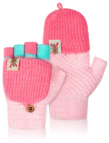 Becellen Handschuhe Kinder, Winter Fingerlose Handschuhe Warme Winterhandschuhe Gestrickt Fäustlinge Kinderhandschuhe für 5-11 Jahre alt Jungen Mädchen von Becellen