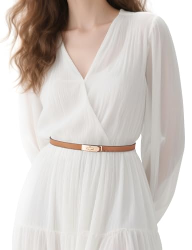 Becellen Taillengürtel Damen, Retro Schmaler Gürtel Leder Frauen Klassisches Verstellbarer Dünn Gürtel Skinny Damen Ledergürtel mit Goldschnalle für Kleid Jeans Kleider Becellen Taillengürtel Damen, Retro Schmaler Gürtel Leder Frauen Klassisches Verstellbarer Dünn Gürtel Skinny Damen Ledergürtel mit Goldschnalle für Kleid Jeans Kleider von Becellen