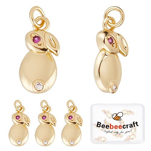 Beebeecraft 1 Box 10pcs Kaninchen Charms 18K Vergoldetes Messing Hase Zirkonia Anhänger Charm Mit Biegering Für Frauen Ostern Halsketten Zubehör Schmuckherstellung von Beebeecraft