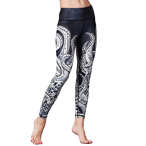 Befullo Damen Yoga Hose Capri Leggings Workout Gym Tights - Schwarz - X-Groß von Befullo