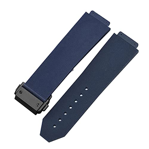 BeiFH Sehen Sie sich Armband an Fusion Faltende Schnalle Silikon-Gummi-Uhr-Armbanduhr-Zubehör-Uhr-Band-Kette (Color : Blue-Black Clasp, Size : 19mm) von BeiFH