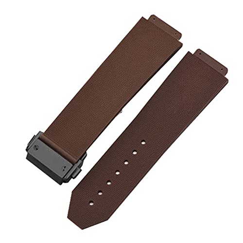 BeiFH Sehen Sie sich Armband an Fusion Faltende Schnalle Silikon-Gummi-Uhr-Armbanduhr-Zubehör-Uhr-Band-Kette (Color : Brown-Black Clasp, Size : 19mm) von BeiFH