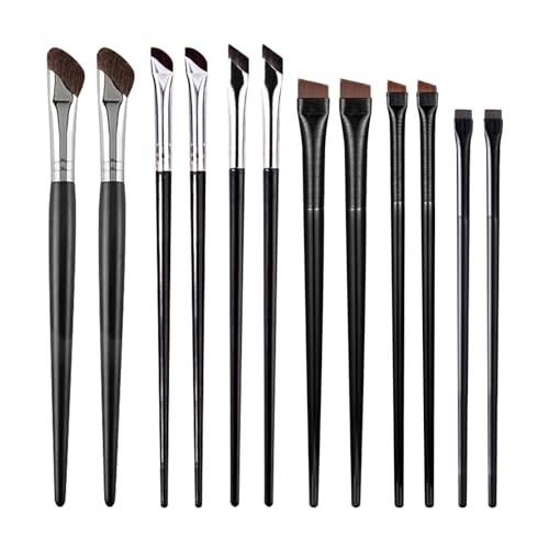 Bekecidi 12-Teiliges Eyeliner Pinsel Set, Schräg Abgewinkelter Brauenpinsel, Flach, Dünn, Eyeliner Pinsel, Augen Make-up Pinsel für Lidschatten, Augenbrauen, Eyeliner, Augen-Make-up, Kosmetik von Bekecidi