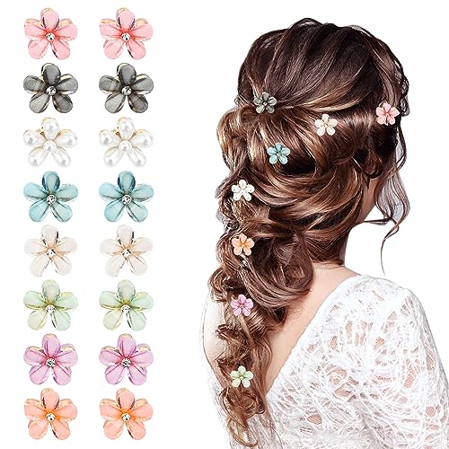 Bekecidi 16 Pcs Perle Blume Haarspangen, Perle kleine Haarspangen Mini Blume Haarspangen Perle Haarspangen für Frauen, Mädchen Geburtstag und Hochzeit Party von Bekecidi