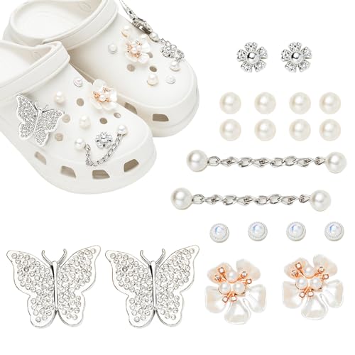 Bekecidi 20 Stück Goldene Schuh Charms, Bling Schuhanhänger Dekoration Schmuck Design, Schuh Accessoires Charms Schuh Charms Anstecker für Erwachsene Frauen Kinder Mädchen DIY Geschenke (C) von Bekecidi