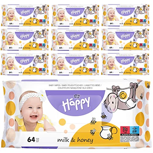 Bella Baby Happy Feuchttücher Milch & Honig, 640 Tücher (10 x 64 Stück) von Bella Baby Happy