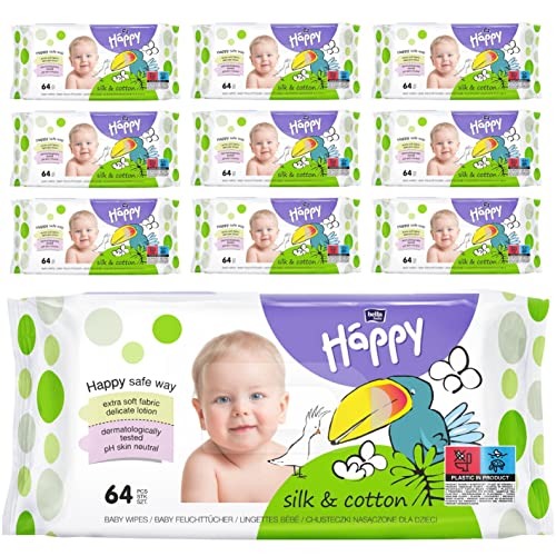 bella baby Happy Feuchttücher Seide & Baumwolle, 640 Tücher (10 x 64 Stück) von Bella Baby Happy