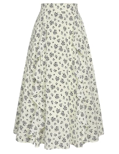 Belle Poque Damen Rock Sommer Casual Flowy Swing Blumen Röcke für Strand Hohe Taille A-Linie Midi-Rock Belle Poque Damen Rock Sommer Casual Flowy Swing Blumen Röcke für Strand Hohe Taille A-Linie Midi-Rock von Belle Poque