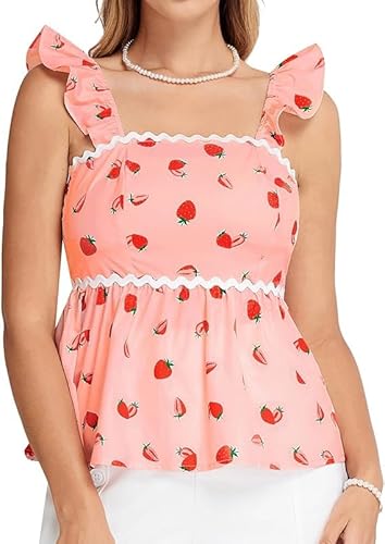 Belle Poque Damen Sommer Schößchen Tops Ärmellos Quadratischer Ausschnitt Niedliche Cami Tops Leichte Lässige Tank Top Belle Poque Damen Sommer Schößchen Tops Ärmellos Quadratischer Ausschnitt Niedliche Cami Tops Leichte Lässige Tank Top von Belle Poque