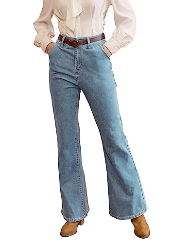 Belle Poque Damen Vintage Boyfriend-Jeans Summer Flared Bootcut Jeans Y2k Schlaghosen Hose Hellblau S BP0755A23-03 von Belle Poque