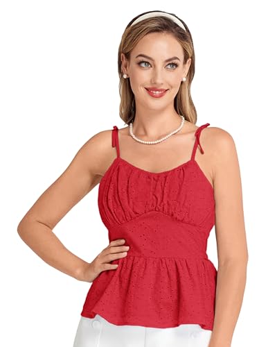 Damen Tank Top Spaghetti Oberteile Ärmellose Shirt Basic Tops Rot L Damen Tank Top Spaghetti Oberteile Ärmellose Shirt Basic Tops Rot L von Belle Poque